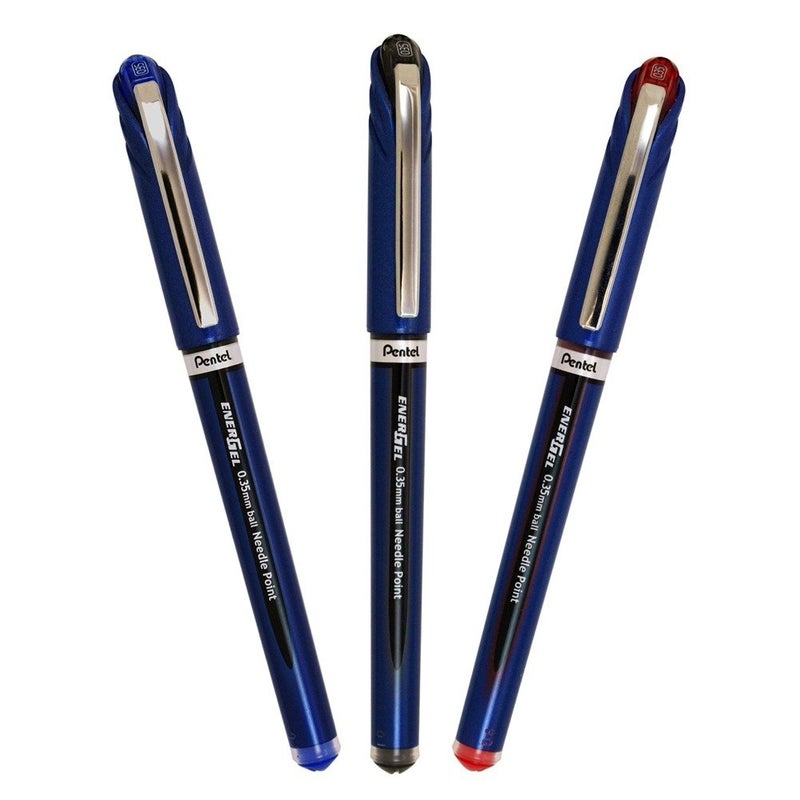 بنتل قلم حبر جاف Pentel Energel Euro، طرف إبرة 0.35 مم، حبر أسود (BLN23-A) - Image 5